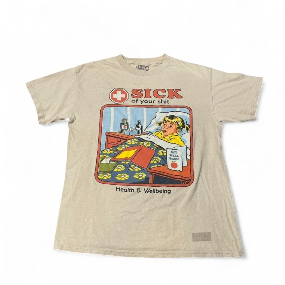 Steven Rhodes Sick Of Your Shit tan t-shirt Size M